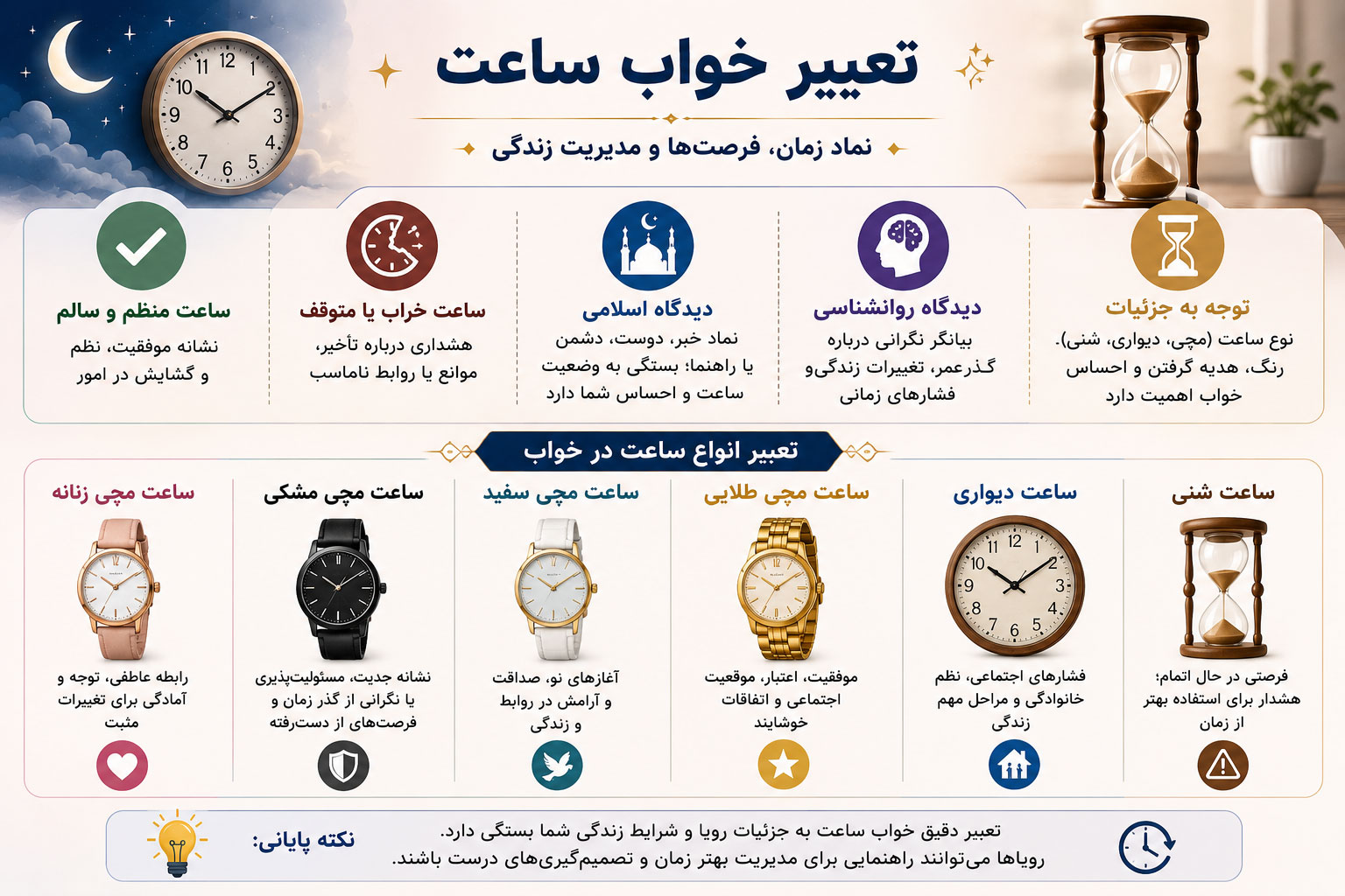 اینفوگرافی تعبیر خواب ساعت