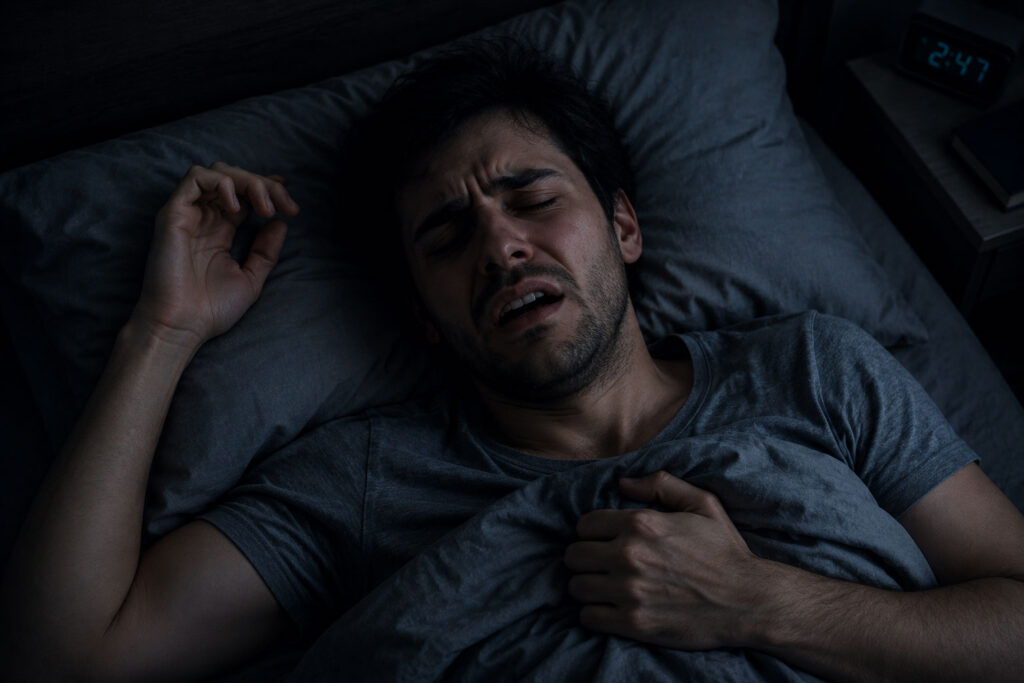 عکس مردی که خواب مار دیده و ترسیده