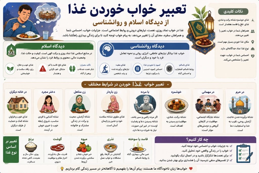اینفوگرافی تعبیر خواب غذا خوردن