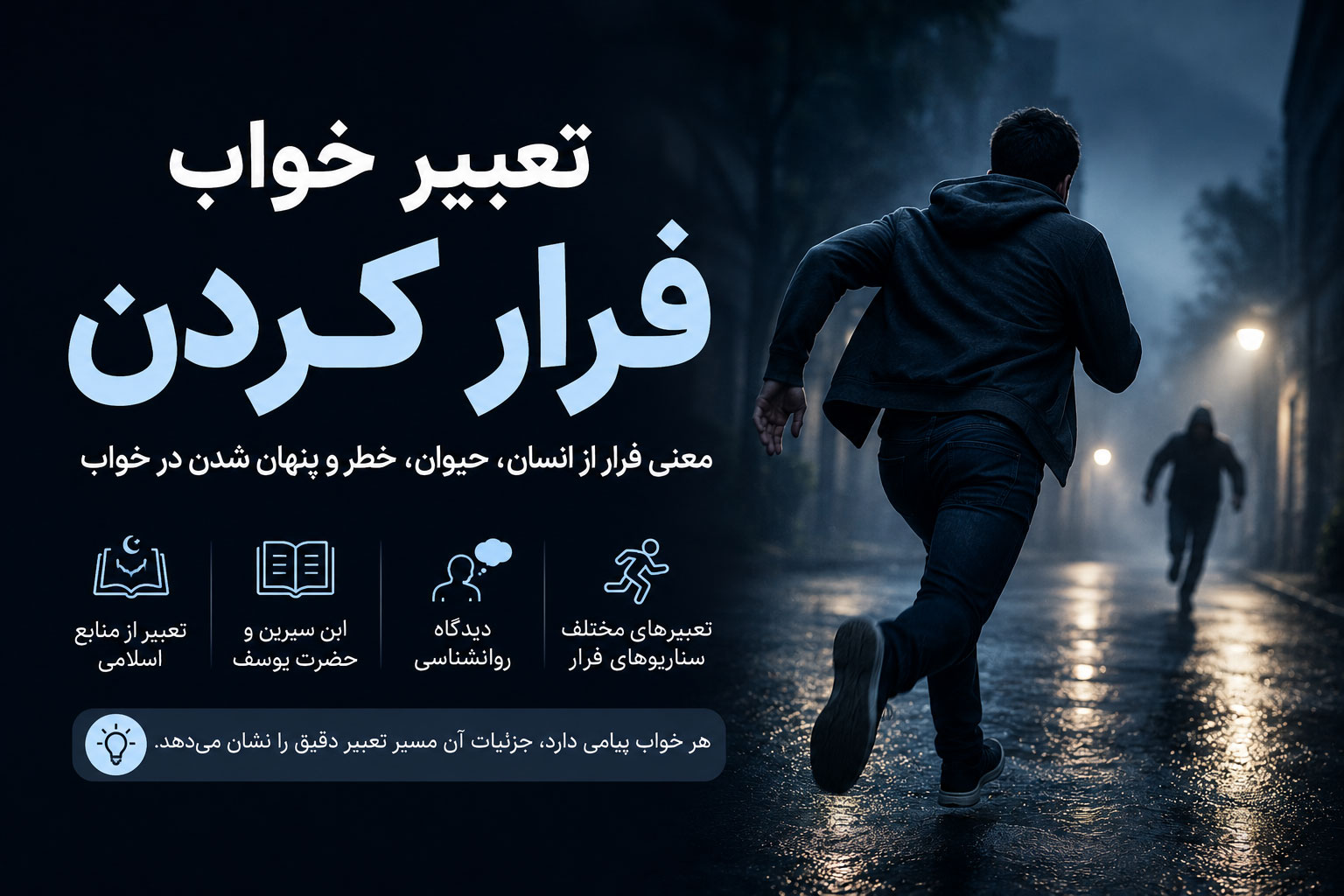 در حال حاضر در حال تماشای این مورد هستید تعبیر خواب فرار کردن (از انسان، حیوان، دزد و قاتل)